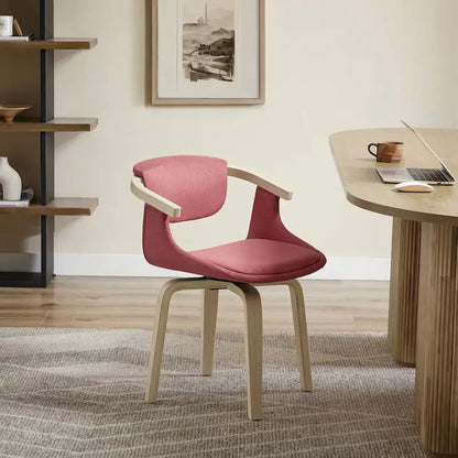 Fauteuil pivotant Art Leon, rembourré et en bois