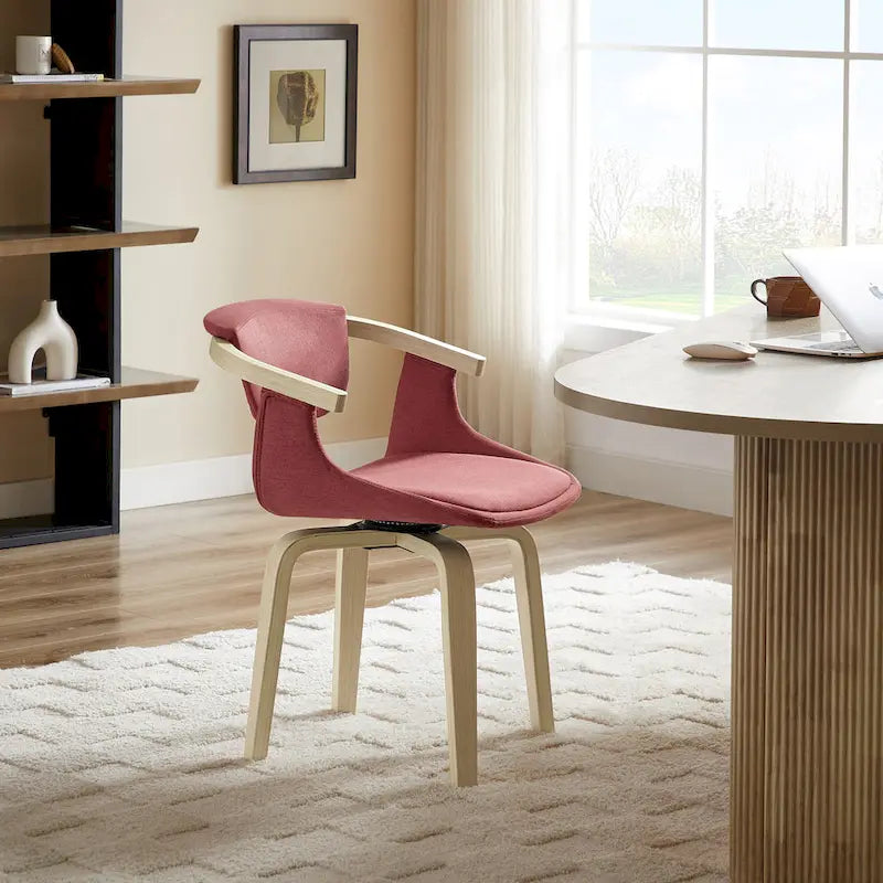 Fauteuil pivotant Art Leon, rembourré et en bois