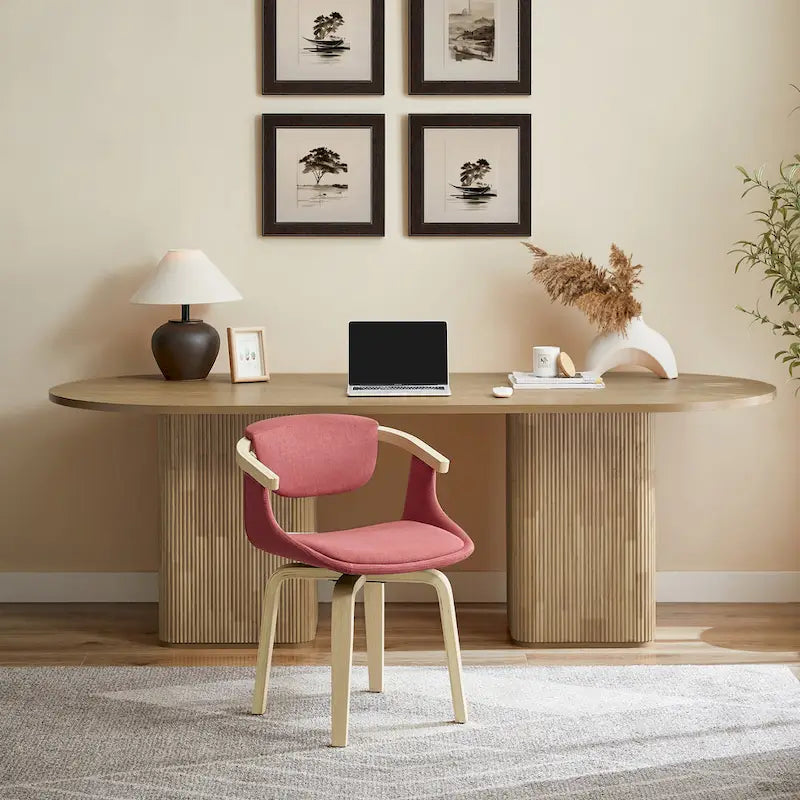 Fauteuil pivotant Art Leon, rembourré et en bois