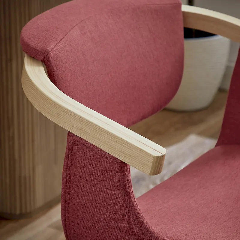 Fauteuil pivotant Art Leon, rembourré et en bois