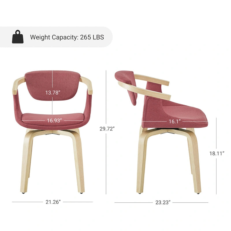 Fauteuil pivotant Art Leon, rembourré et en bois