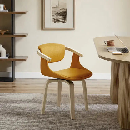 Fauteuil pivotant Art Leon, rembourré et en bois