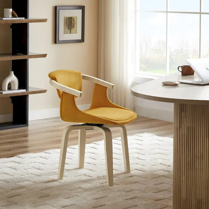 Fauteuil pivotant Art Leon, rembourré et en bois