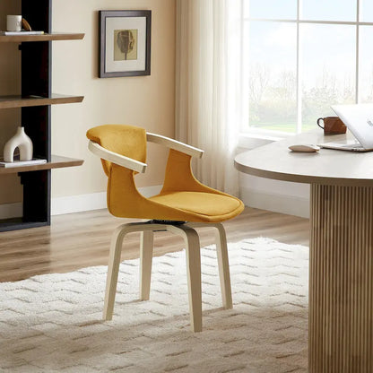 Fauteuil pivotant Art Leon, rembourré et en bois