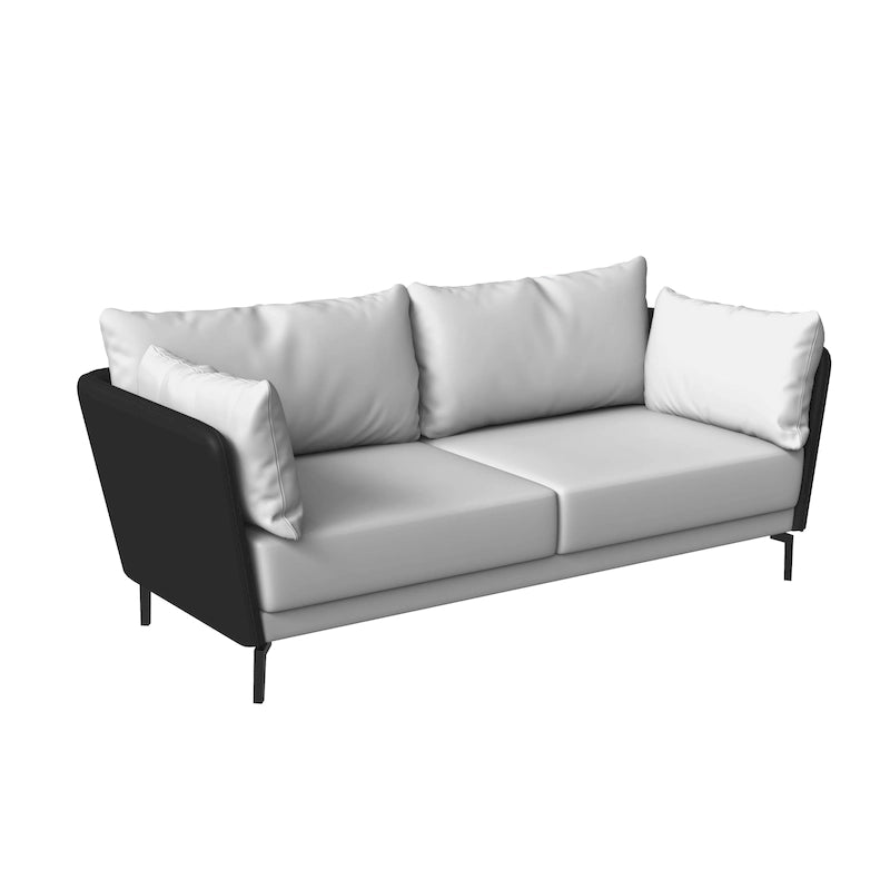 Canapé 3 places Luxify en cuir, revêtu de cuir, avec pieds en métal et coussins amovibles, idéal pour le salon et les pièces de détente.