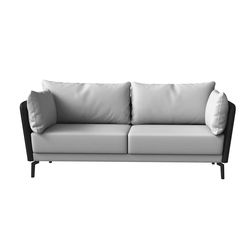 Canapé 3 places Luxify en cuir, revêtu de cuir, avec pieds en métal et coussins amovibles, idéal pour le salon et les pièces de détente.