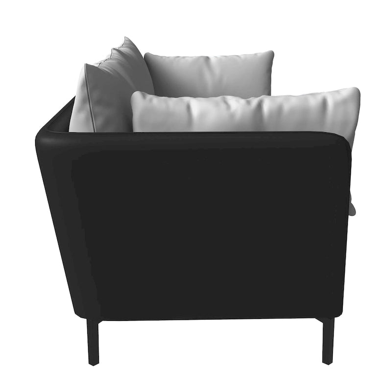 Canapé 3 places Luxify en cuir, revêtu de cuir, avec pieds en métal et coussins amovibles, idéal pour le salon et les pièces de détente.