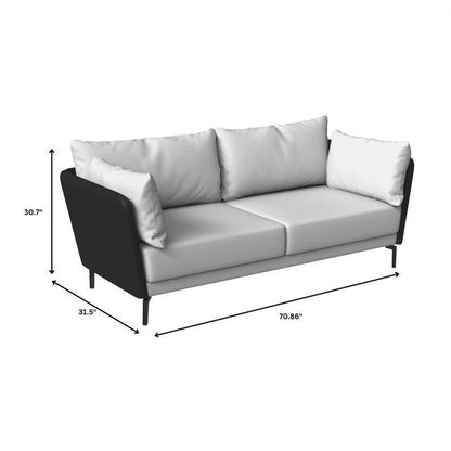 Canapé 3 places Luxify en cuir, revêtu de cuir, avec pieds en métal et coussins amovibles, idéal pour le salon et les pièces de détente.