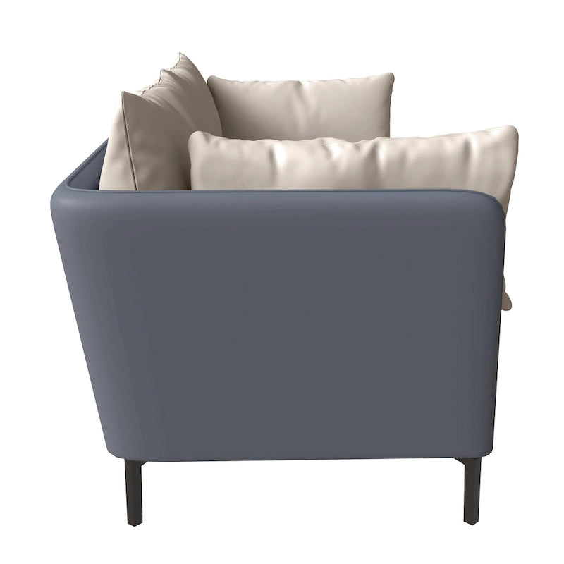 Canapé 3 places Luxify en cuir, revêtu de cuir, avec pieds en métal et coussins amovibles, idéal pour le salon et les pièces de détente.