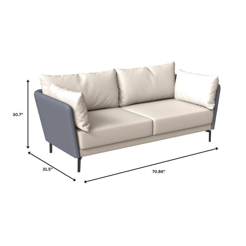 Canapé 3 places Luxify en cuir, revêtu de cuir, avec pieds en métal et coussins amovibles, idéal pour le salon et les pièces de détente.