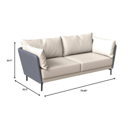 Canapé 3 places Luxify en cuir, revêtu de cuir, avec pieds en métal et coussins amovibles, idéal pour le salon et les pièces de détente.