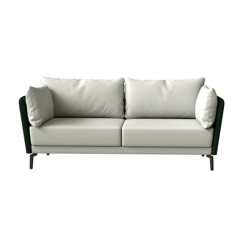 Canapé 3 places Luxify en cuir, revêtu de cuir, avec pieds en métal et coussins amovibles, idéal pour le salon et les pièces de détente.