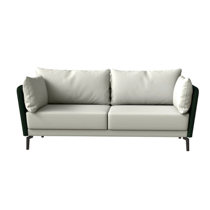 Canapé 3 places Luxify en cuir, revêtu de cuir, avec pieds en métal et coussins amovibles, idéal pour le salon et les pièces de détente.