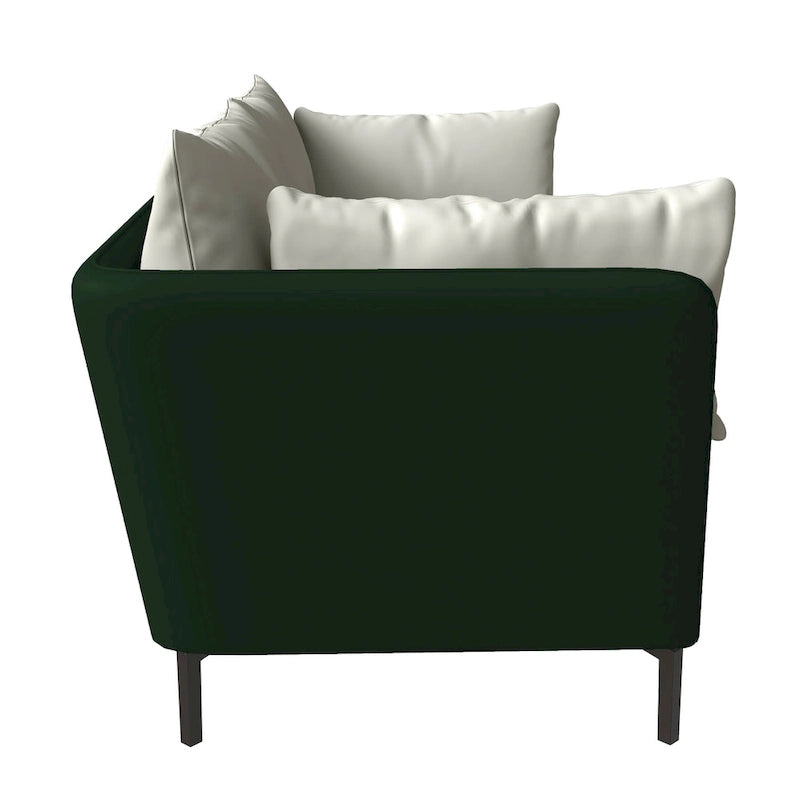 Canapé 3 places Luxify en cuir, revêtu de cuir, avec pieds en métal et coussins amovibles, idéal pour le salon et les pièces de détente.