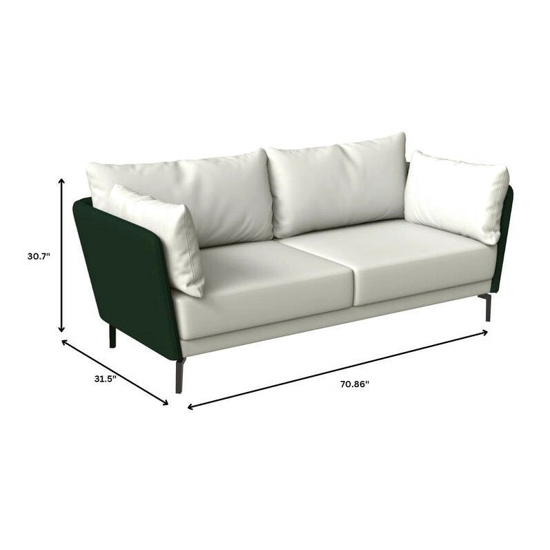 Canapé 3 places Luxify en cuir, revêtu de cuir, avec pieds en métal et coussins amovibles, idéal pour le salon et les pièces de détente.
