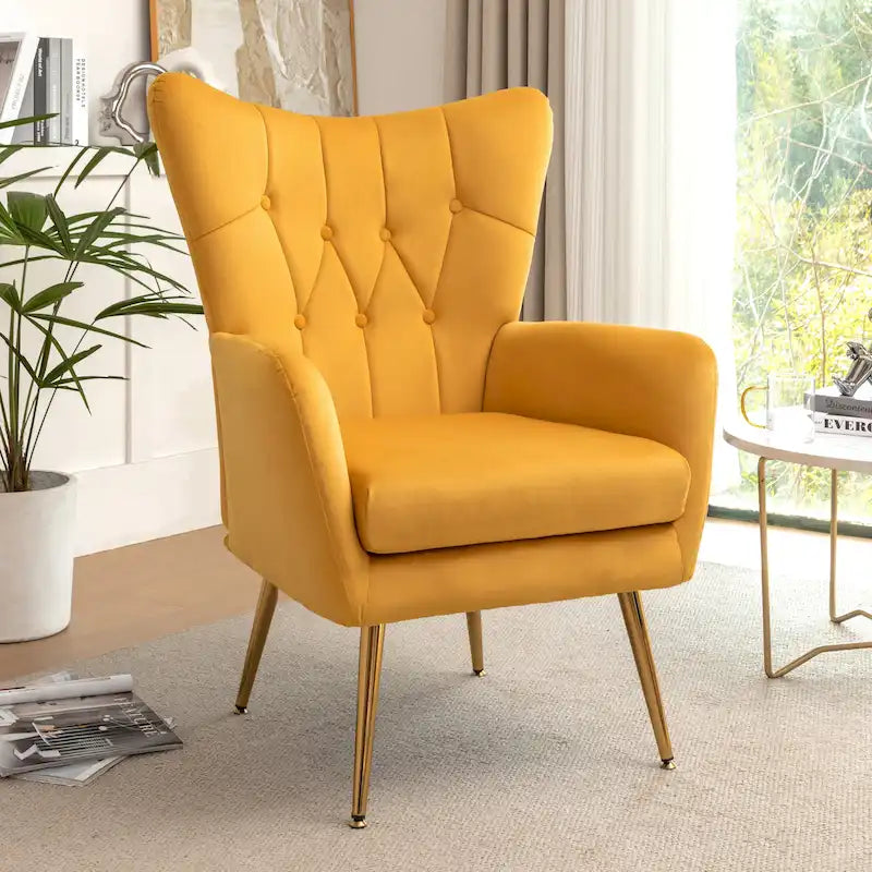 Fauteuil d'appoint rembourré à oreilles de style Mid-Century