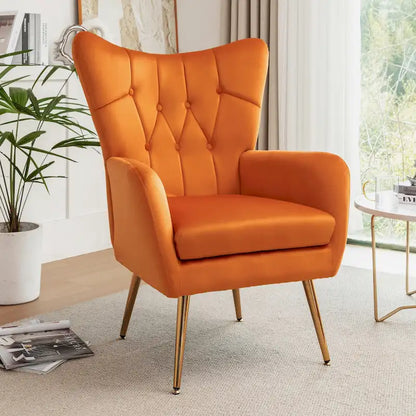 Fauteuil d'appoint rembourré à oreilles de style Mid-Century