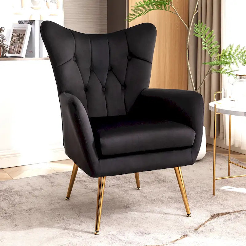 Fauteuil d'appoint rembourré à oreilles de style Mid-Century