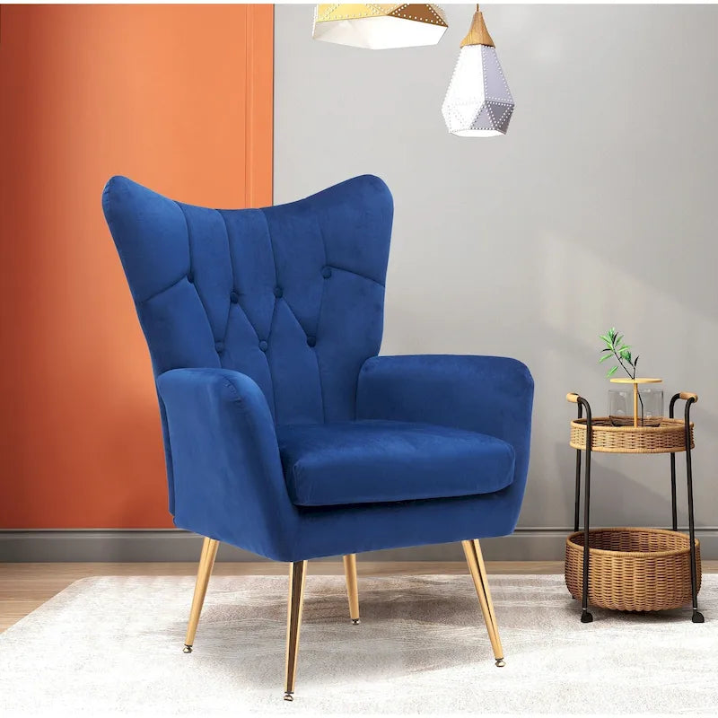 Fauteuil d'appoint rembourré à oreilles de style Mid-Century
