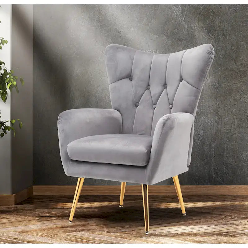 Fauteuil d'appoint rembourré à oreilles de style Mid-Century