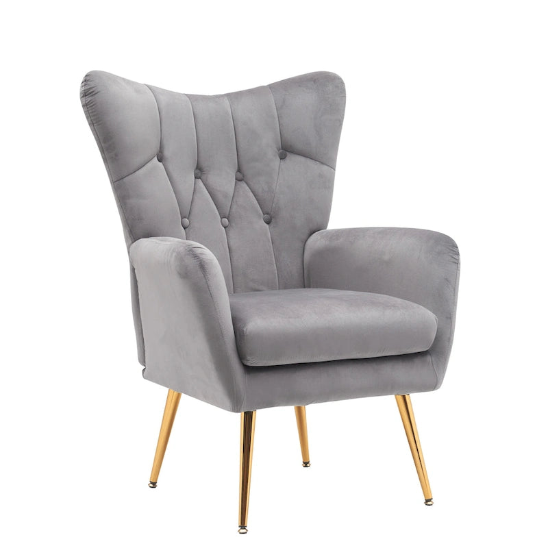 Fauteuil d'appoint rembourré à oreilles de style Mid-Century