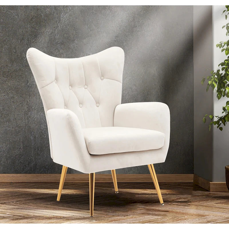 Fauteuil d'appoint rembourré à oreilles de style Mid-Century