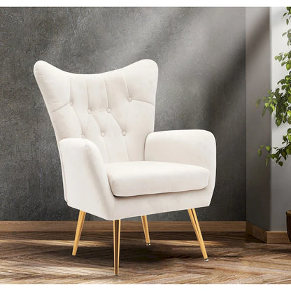 Fauteuil d'appoint rembourré à oreilles de style Mid-Century