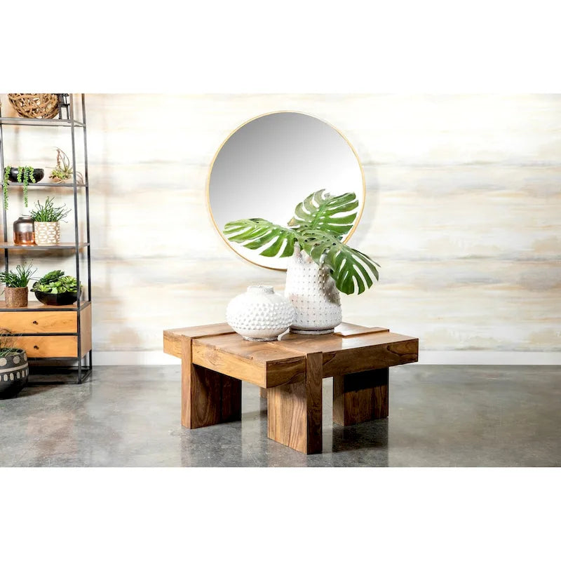 Table basse carrée en bois de Sesham naturel Kuboloa