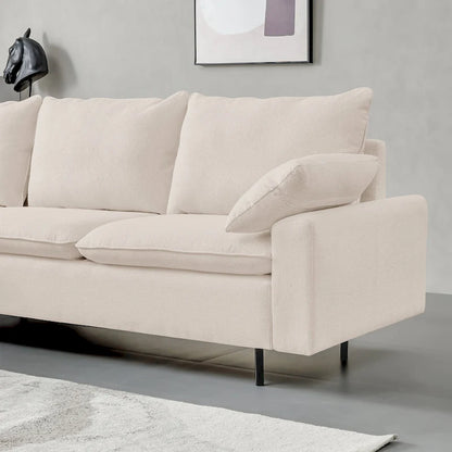 Canapé d'angle en L avec méridienne, entièrement recouvert de tissu