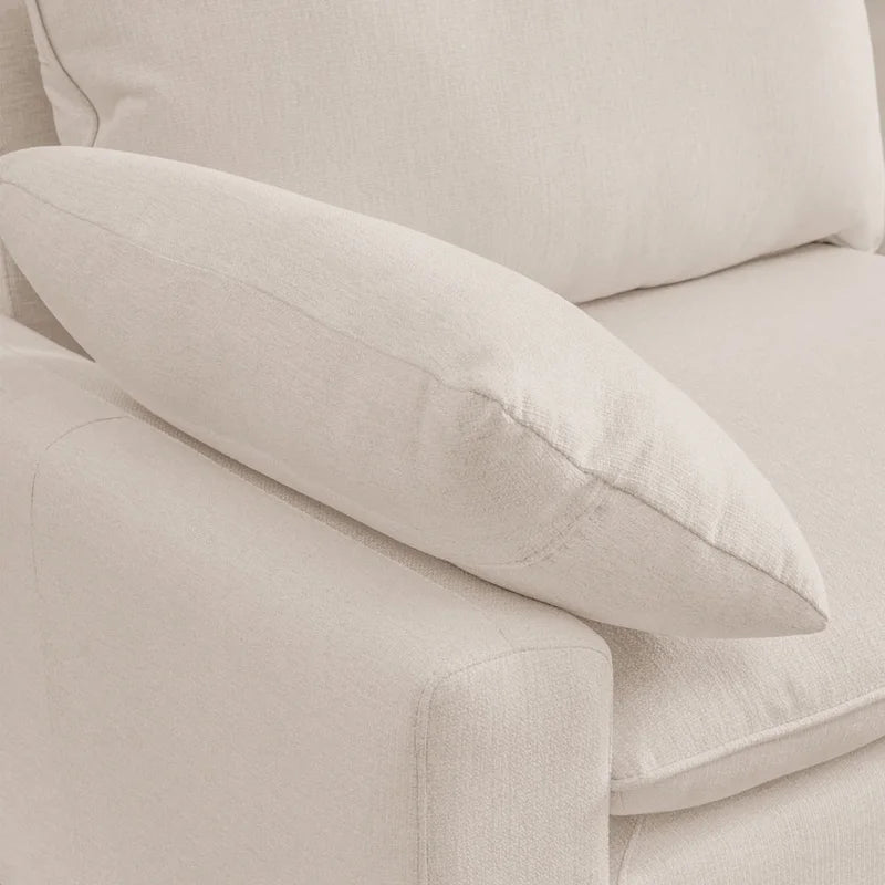 Canapé d'angle en L avec méridienne, entièrement recouvert de tissu