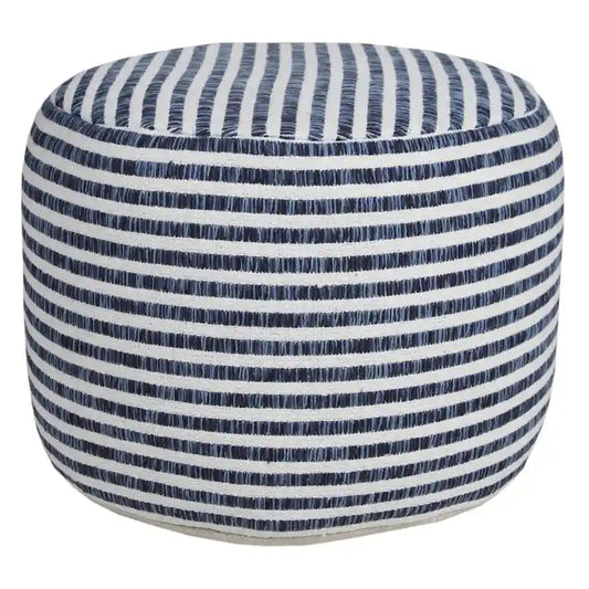 HomeRoots 18 Blue 100% Cotton Ottoman