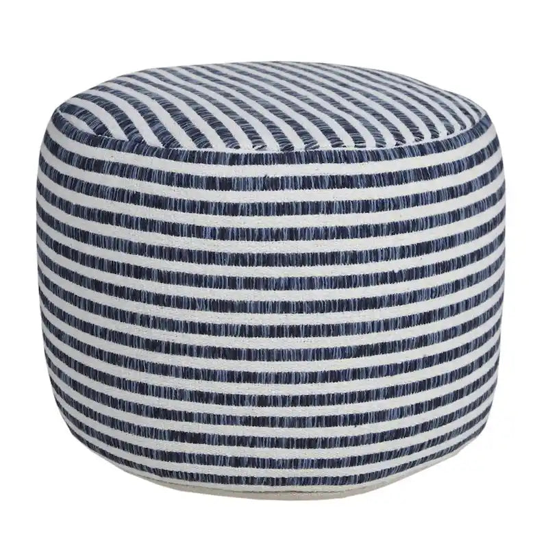 Pouf HomeRoots 18 Bleu 100 % Coton