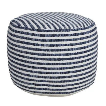 Pouf HomeRoots 18 Bleu 100 % Coton