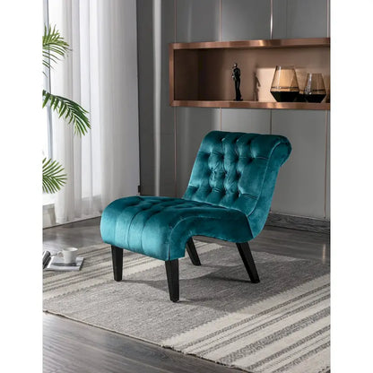 Fauteuil d'appoint sans accoudoirs en velours, fauteuil crapaud capitonné, chaise d'appoint, fauteuil lounge