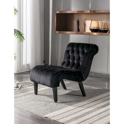 Fauteuil d'appoint sans accoudoirs en velours, fauteuil crapaud capitonné, chaise d'appoint, fauteuil lounge