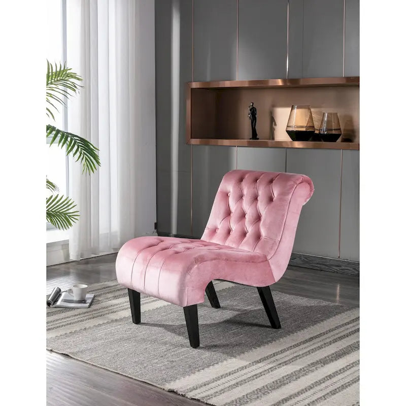 Fauteuil d'appoint sans accoudoirs en velours, fauteuil crapaud capitonné, chaise d'appoint, fauteuil lounge