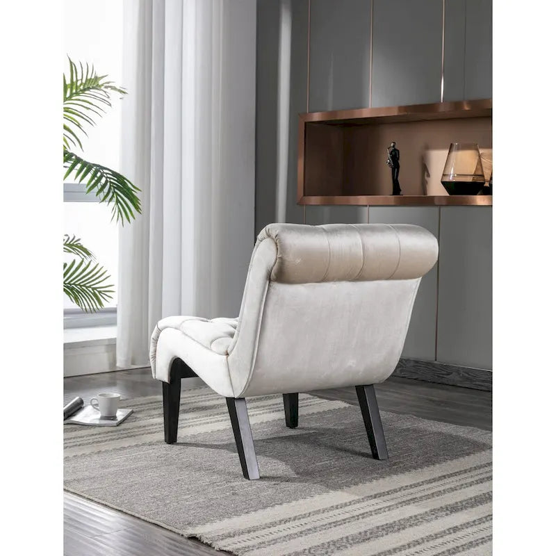 Fauteuil d'appoint sans accoudoirs en velours, fauteuil crapaud capitonné, chaise d'appoint, fauteuil lounge