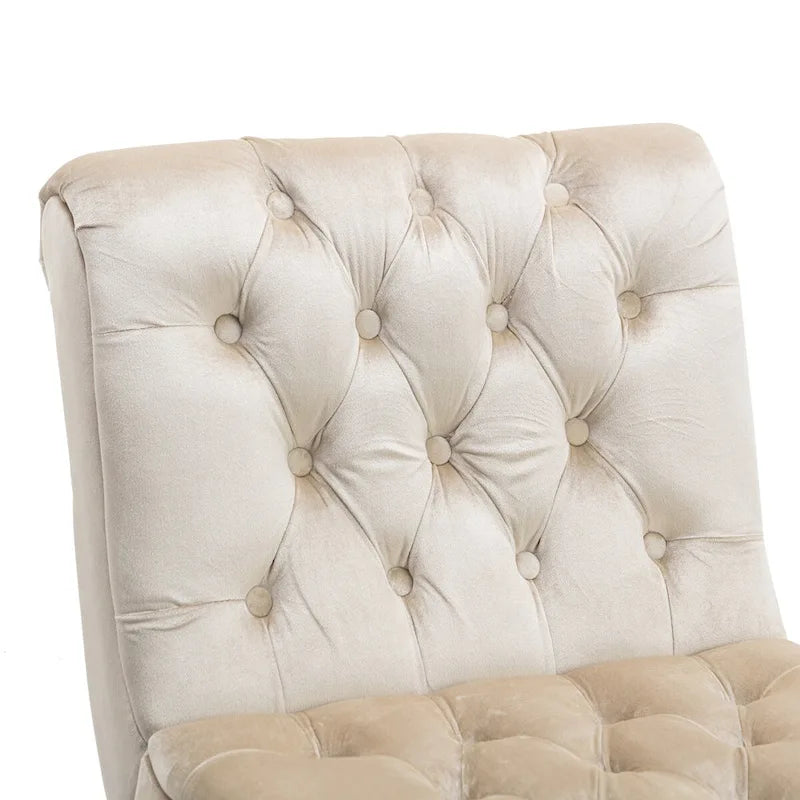 Fauteuil d'appoint sans accoudoirs en velours, fauteuil crapaud capitonné, chaise d'appoint, fauteuil lounge