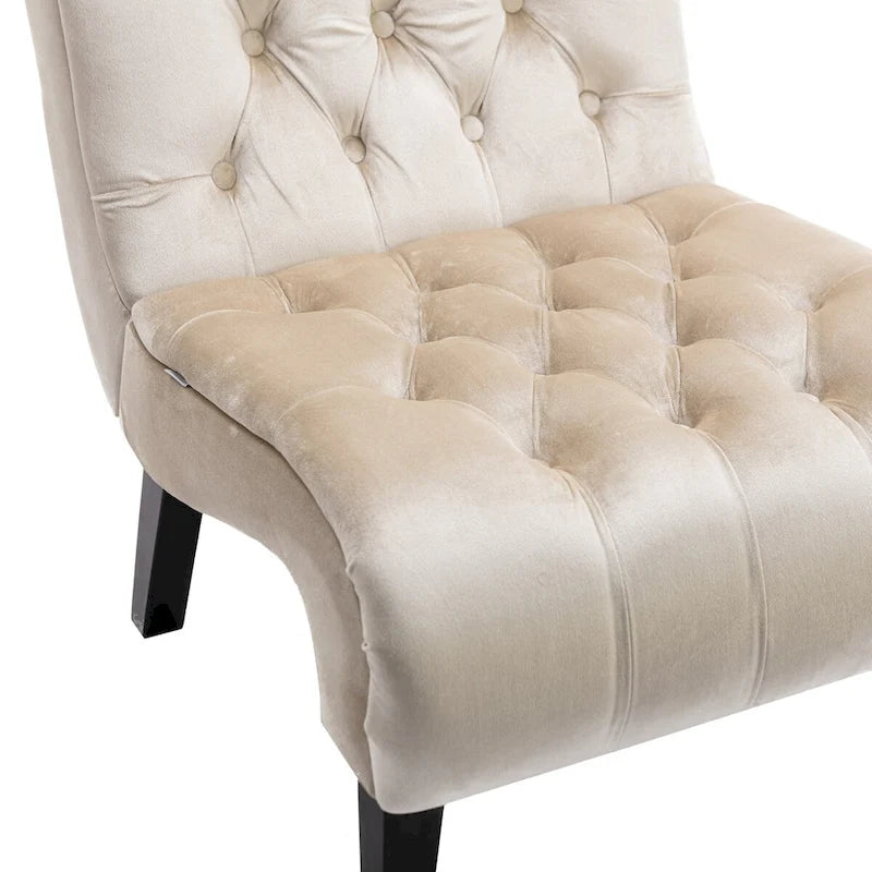 Fauteuil d'appoint sans accoudoirs en velours, fauteuil crapaud capitonné, chaise d'appoint, fauteuil lounge
