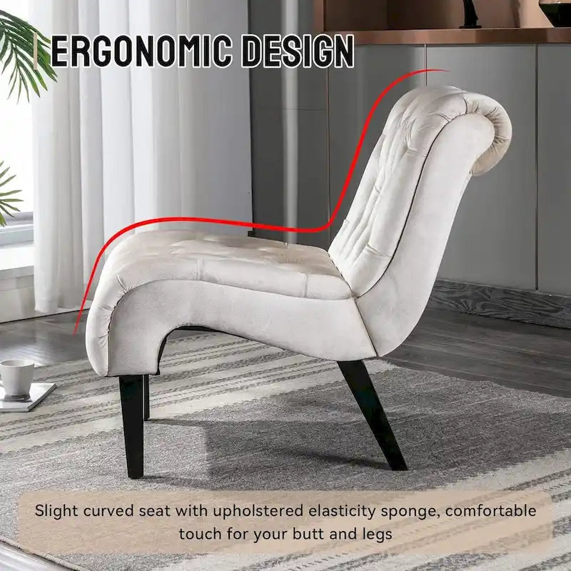 Fauteuil d'appoint sans accoudoirs en velours, fauteuil crapaud capitonné, chaise d'appoint, fauteuil lounge