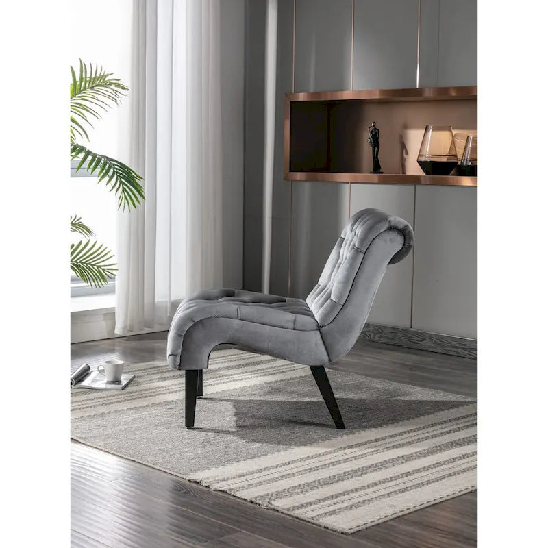 Fauteuil d'appoint sans accoudoirs en velours, fauteuil crapaud capitonné, chaise d'appoint, fauteuil lounge