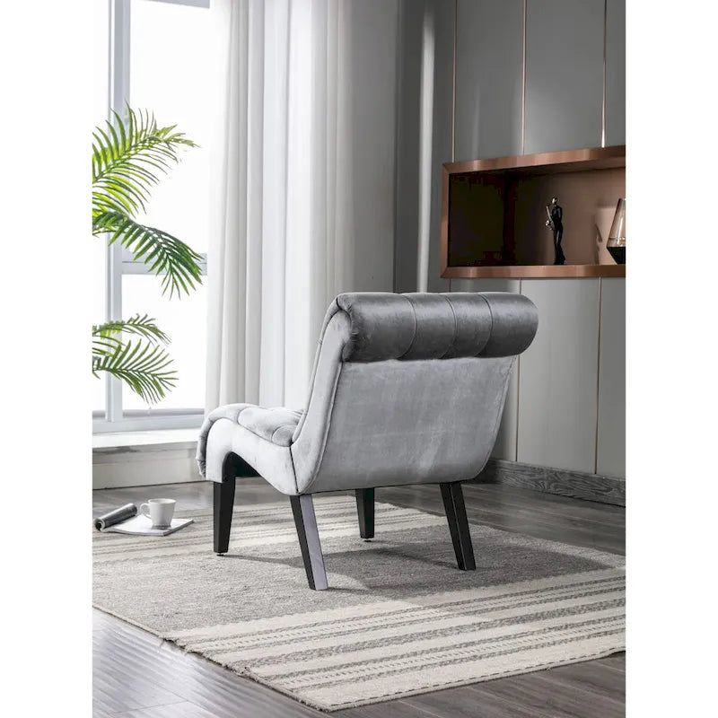 Fauteuil d'appoint sans accoudoirs en velours, fauteuil crapaud capitonné, chaise d'appoint, fauteuil lounge