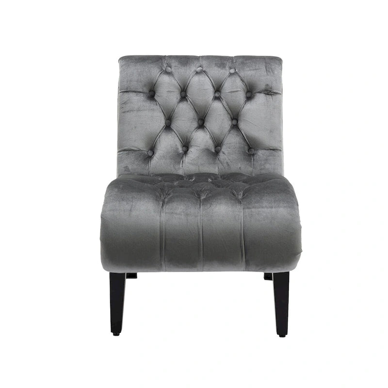 Fauteuil d'appoint sans accoudoirs en velours, fauteuil crapaud capitonné, chaise d'appoint, fauteuil lounge