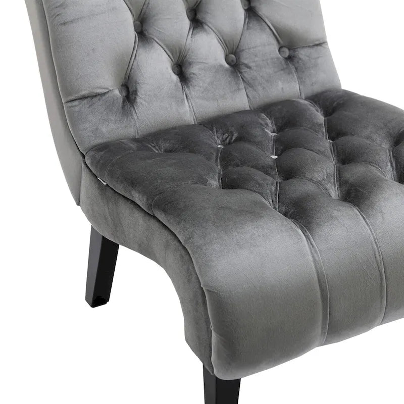 Fauteuil d'appoint sans accoudoirs en velours, fauteuil crapaud capitonné, chaise d'appoint, fauteuil lounge