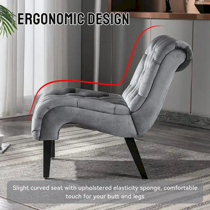 Fauteuil d'appoint sans accoudoirs en velours, fauteuil crapaud capitonné, chaise d'appoint, fauteuil lounge