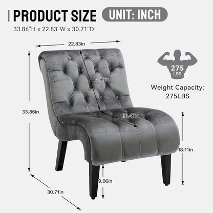 Fauteuil d'appoint sans accoudoirs en velours, fauteuil crapaud capitonné, chaise d'appoint, fauteuil lounge