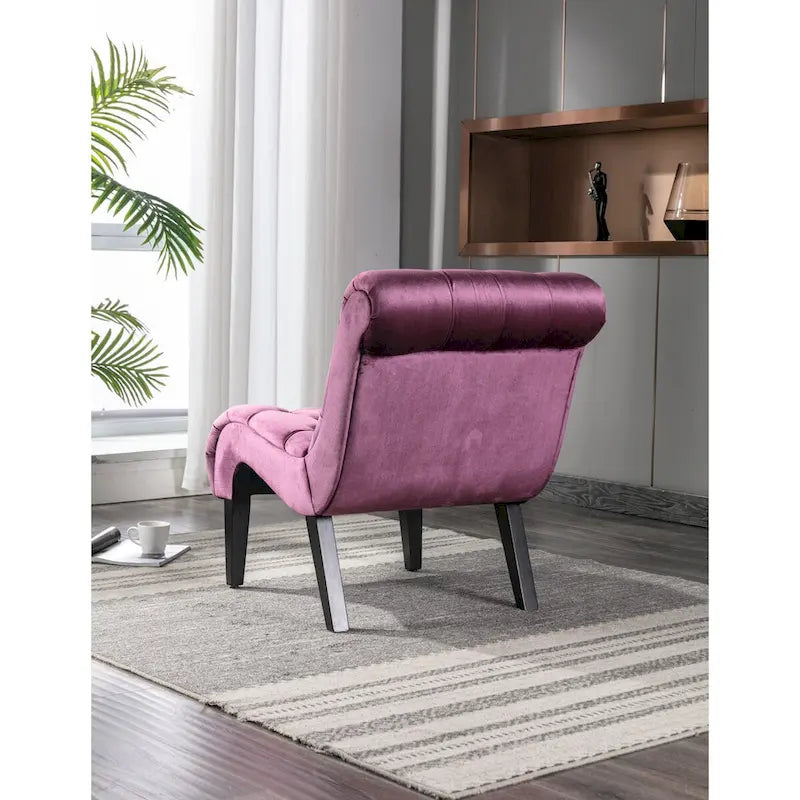 Fauteuil d'appoint sans accoudoirs en velours, fauteuil crapaud capitonné, chaise d'appoint, fauteuil lounge
