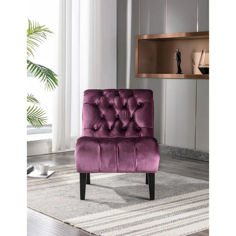Fauteuil d'appoint sans accoudoirs en velours, fauteuil crapaud capitonné, chaise d'appoint, fauteuil lounge