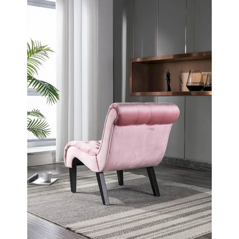 Fauteuil d'appoint sans accoudoirs en velours, fauteuil crapaud capitonné, chaise d'appoint, fauteuil lounge