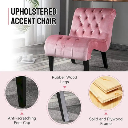 Fauteuil d'appoint sans accoudoirs en velours, fauteuil crapaud capitonné, chaise d'appoint, fauteuil lounge